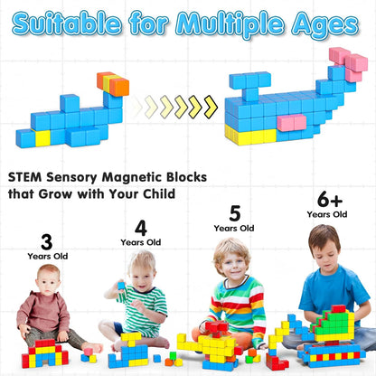 Apluses 42PCS Magnetic Blocks, Gifts for 3 1 Inch x 1 x 1 Inch, 6 Color