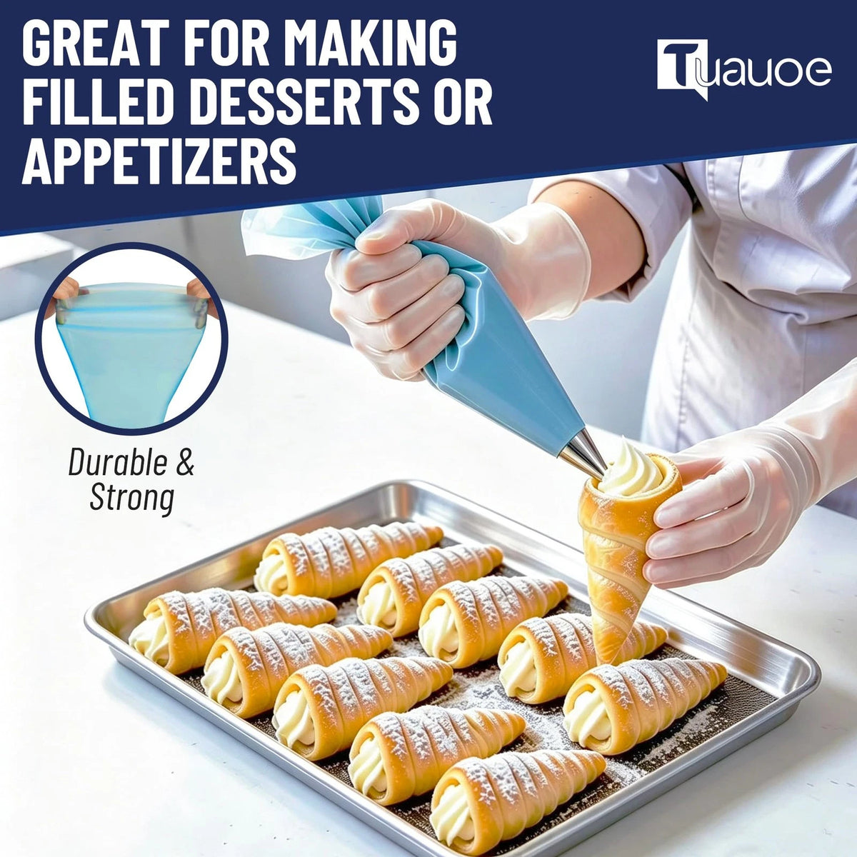 Tuauoe Cream Horn Molds for Baking, 20pcs silver-27pcs-4.72inch, silver-27pcs