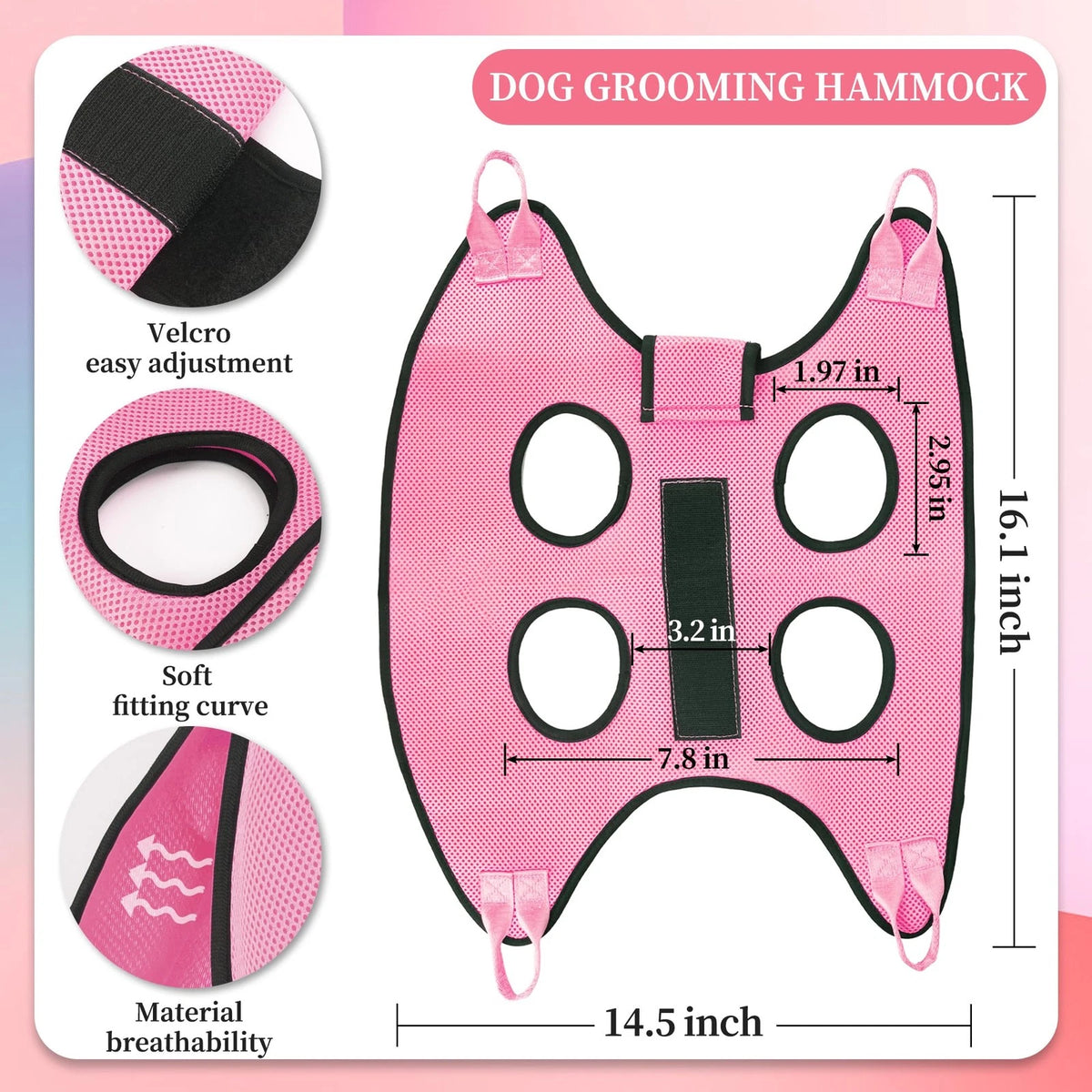 PatiencET Dog Grooming Hammock, Pet Hammock for XS (12 LB Max), Pink