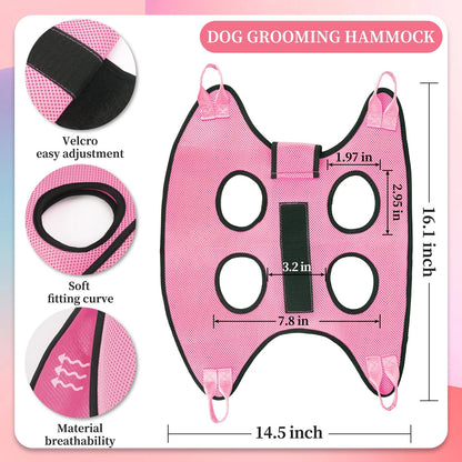 PatiencET Dog Grooming Hammock, Pet Hammock for XS (12 LB Max), Pink
