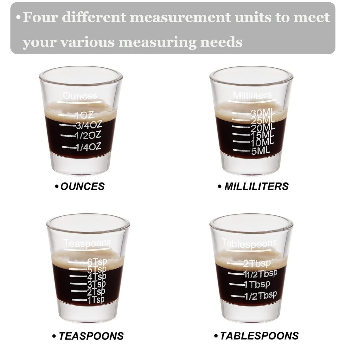 Ackers Shot Glasses Etching Scale Measuring SMALL, Scale(Pack of 2)
