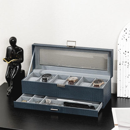 ProCase Watch Box, 6 Slot Watches Display Case with 6-Slot, Croc Cobalt Blue