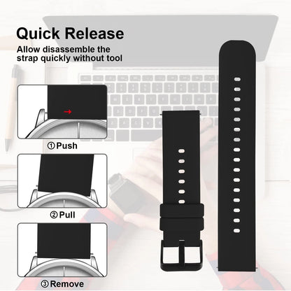 TIESOME 20mm Silicone Watch Bands, Quick Release Waterproof Soft 20mm, Black