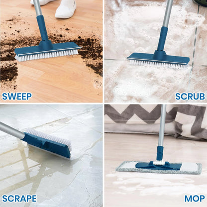 Collapsible Mop and Bucket Set with Scrub 52 inch long handle, Blue White