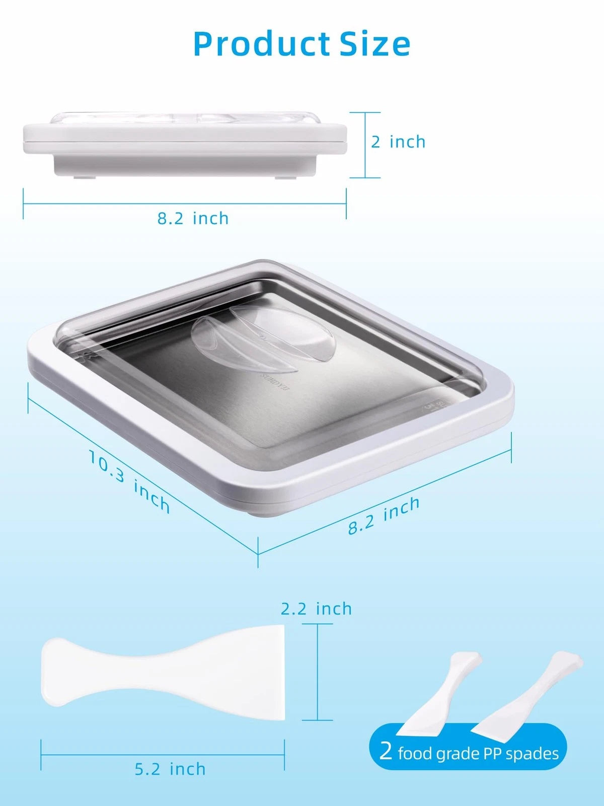 Rolled Ice Cream Maker with Lid, Instant Roller Tray Large, White