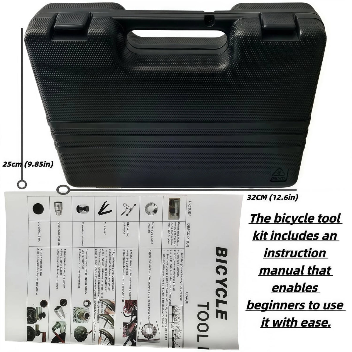 YBEKI Professional Bike Repair Tool Kit with Hard Case - Complete Black