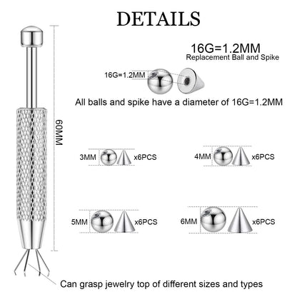 LORACOXS 48PCS Replacement Balls and 3/4/5/6MM, Ball&Spike 3-4-5-6MM