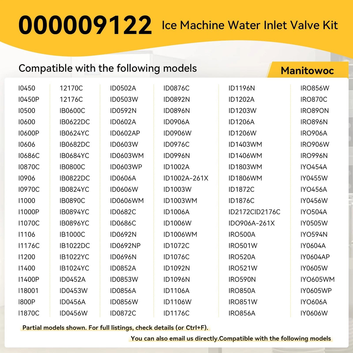 000009122 Ice Machine Water Inlet Valve Kit Compatible with Manitowoc Ice...