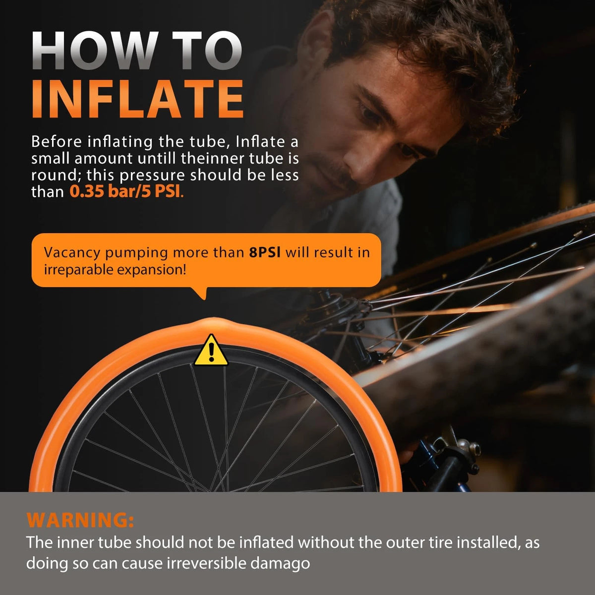 2-Pack TPU 700C×18-32C Bike Inner Tube, Ultralight (ALLRoad & 65mm, Orange