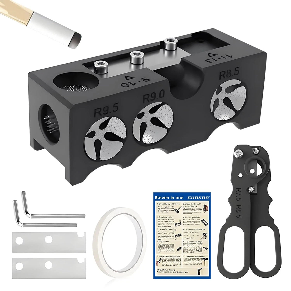 Guokoo 11-in-1 Pool Cue Tips Replacement Kit, Billiards Tip Black