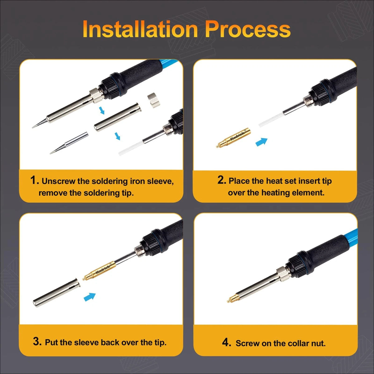 Heat Set Insert Tool,Tips for Threaded inserts M2 M2.5 M3 M2-M6 6 Tips, Brass