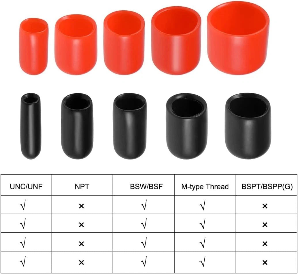 uxcell 50pcs Round Rubber End Caps 1/8" 3/16" 1/4" 5/16" 3/8" Black