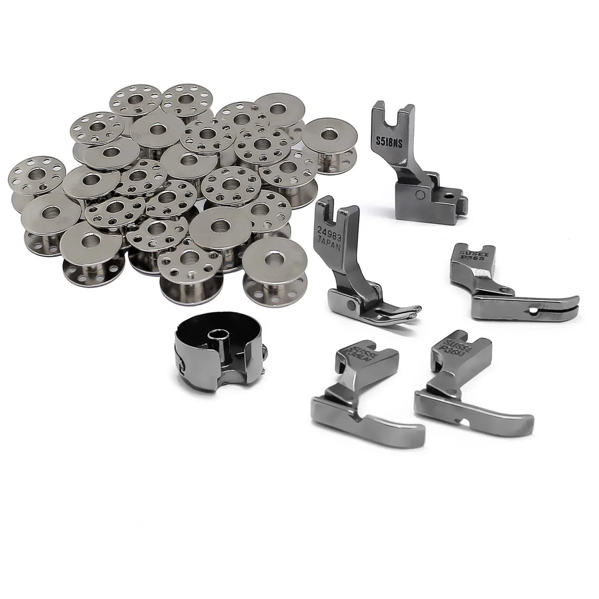 Fbshicung 31Pcs Industrial Sewing Machine Bobbins, Presser Feet, and Bobbin...