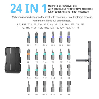 24 in 1 Magnetic Screwdriver Set, Ratchet Mini Precision Tool Kit Grey