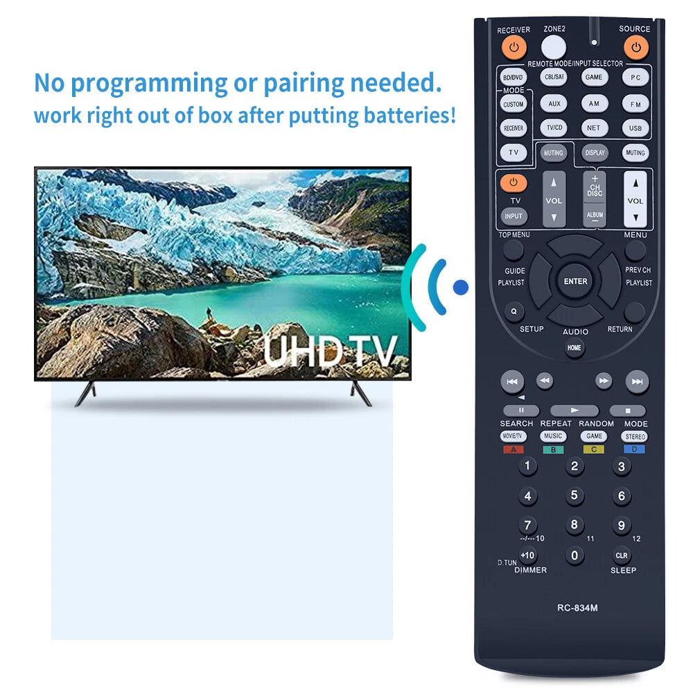RC-834M Remote Control For Onkyo AV Receiver TX-NR515 TX-NR414 HT-RC440