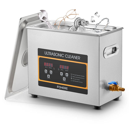 Ultrasonic Cleaner with Heater and Timer, Stainless Steel 6.5L, Silver