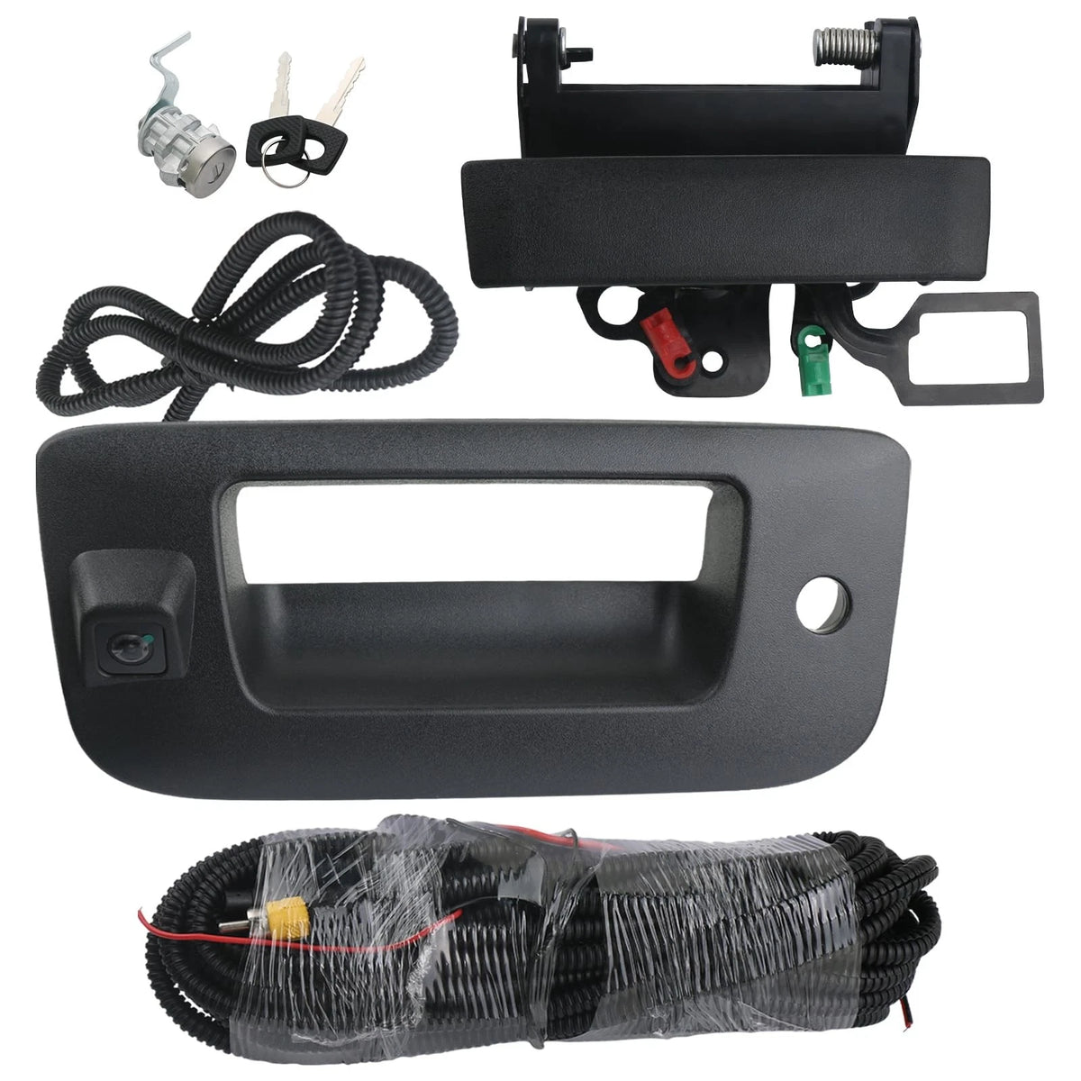 Backup Camera with Tailgate Handle & Bezel Trim & Lock Cylinder Black