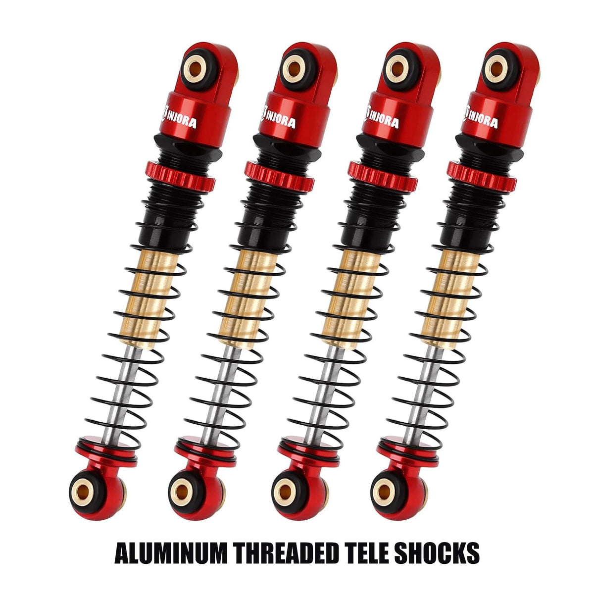 INJORA 43mm Aluminum Shocks Threaded Tele Shock Absorber Damper for 1/24 Red