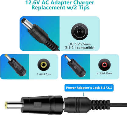 12.6V AC/DC Massage Gun Charger Adapter Compatible with Cholas KZD02, Black