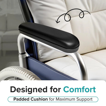 AlveyTech 10" Desk Length Vinyl Armrest Pads for 1 Pair (Pack of 1), Black