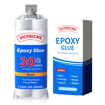 Vicpricme Plastic Glue Black,2 Part Epoxy Glue, 1.76oz black 1pcs,