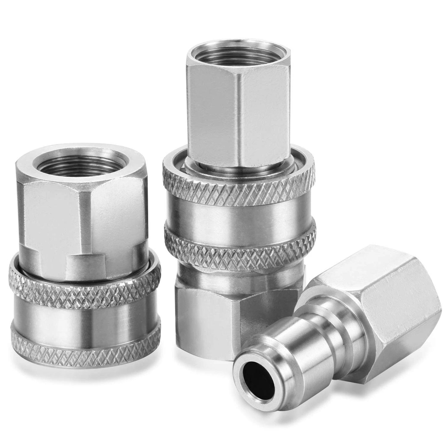 Hotop 4 Sets NPT 3/8 Inch Stainless Steel Male and Inch, Internal Thread