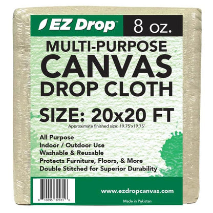 EZ Drop Painter's Large Canvas Fabric Cloth for 20 ft. x 20 ft., Natural