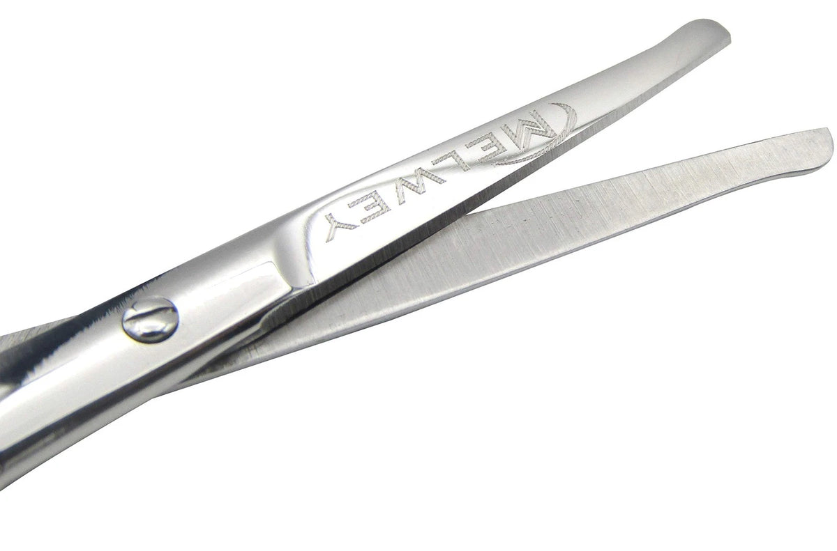 Rounded Stainless Steel Small Facial Hair Scissors, 3.7 Inches - Silver