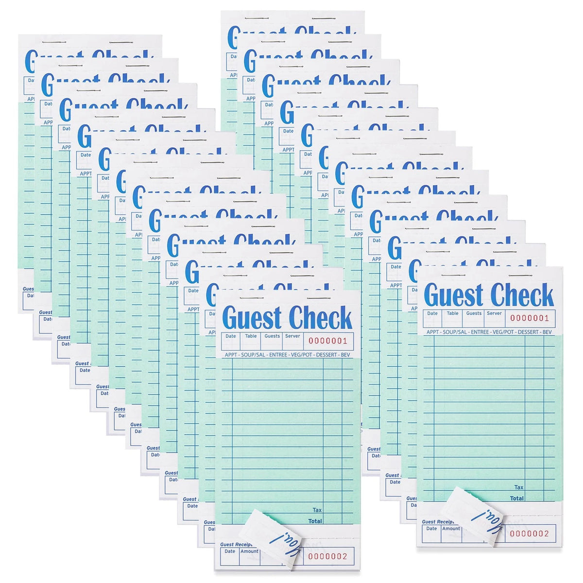 ZPARIK 24 Pack Guest Checks Books for Servers Server Note Pads, 24pcs, Green