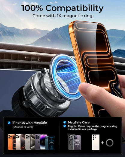 MRGLAS 2026 Upgraded 360° Rotation Vacuum Magnetic Phone Holder Black