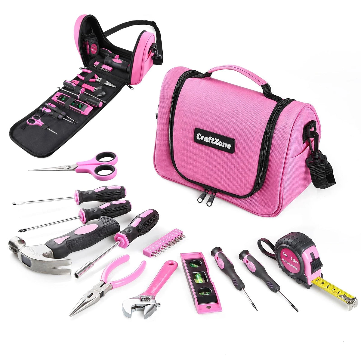Pink Tool Set | Bag for Women with Shoulder Strap | Basic Large,