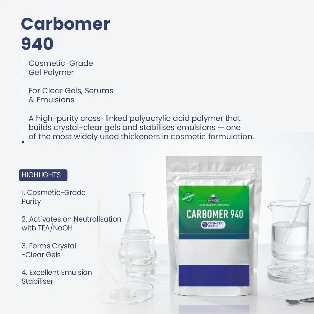 MYOC Carbomer 940 Powder (60 g / 2.1 oz) - Cosmetic 2.11 Ounce (Pack of 1)