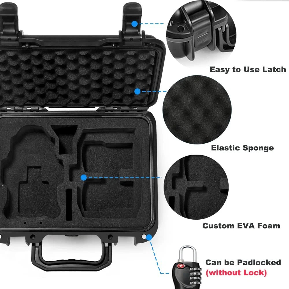 Lekufee Small Waterproof Hard Case for DJI 10.8 x 8.8 x 4.3 inches, Black