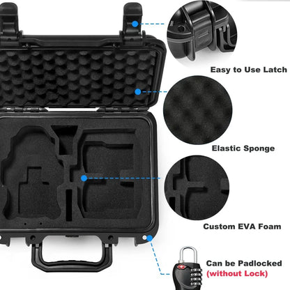 Lekufee Small Waterproof Hard Case for DJI 10.8 x 8.8 x 4.3 inches, Black