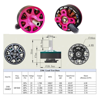 DYS 4PCS SUNFUN 2306 1900KV 6S Brushless Motor for FPV Racing Drone...