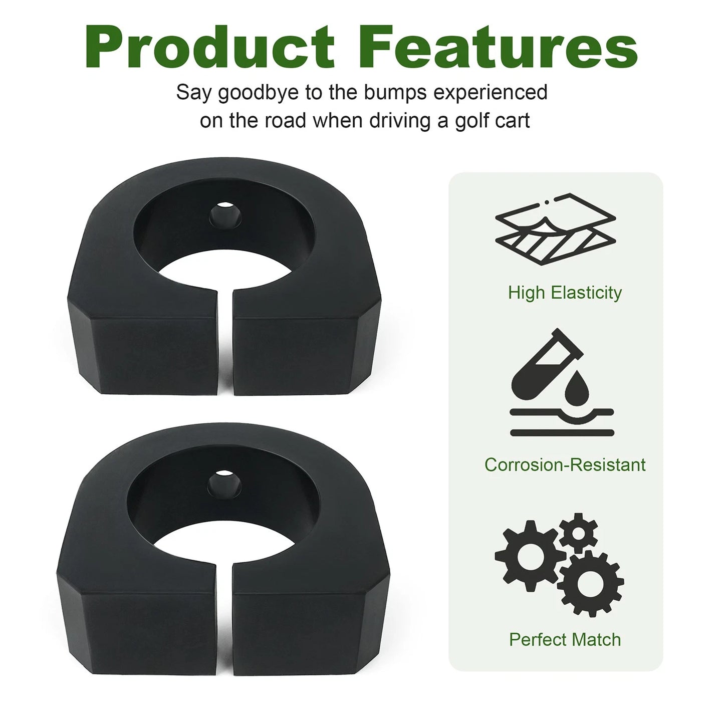 Pair Rear Spring ISO Mount Cap Rubber Bushing 72117-G01 for E-Z-GO ST Sport II