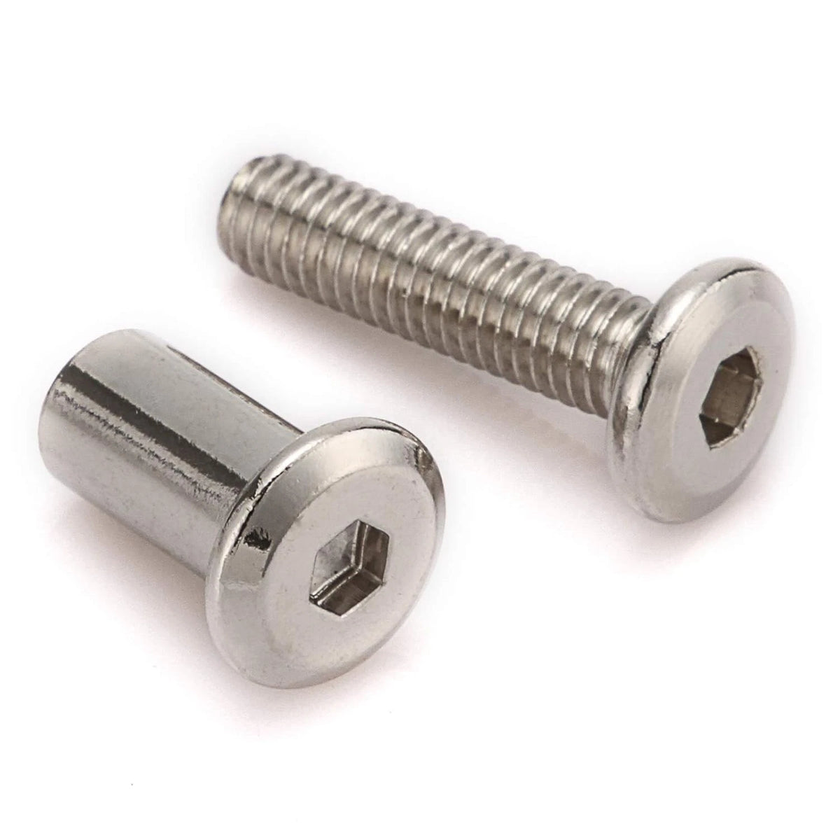 20pcs M6 Furniture Joint Connector Bolt & Cap Nut Kit Use for 30MM, Silver