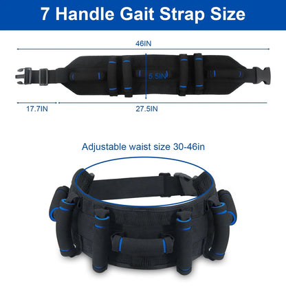 Gait Belts Transfer Belt for Seniors with Handles, Gate 7 handles, Black
