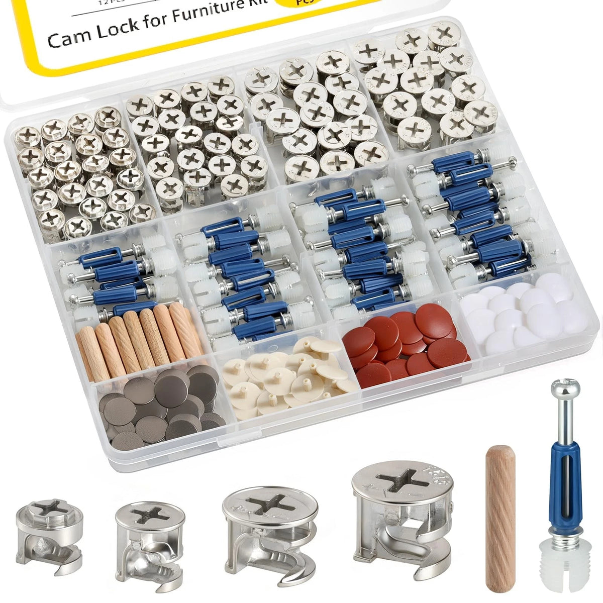 SVLING 138PCS Cam Locks for Furniture Assortment Kit,3-in-1 Eccentric Silver
