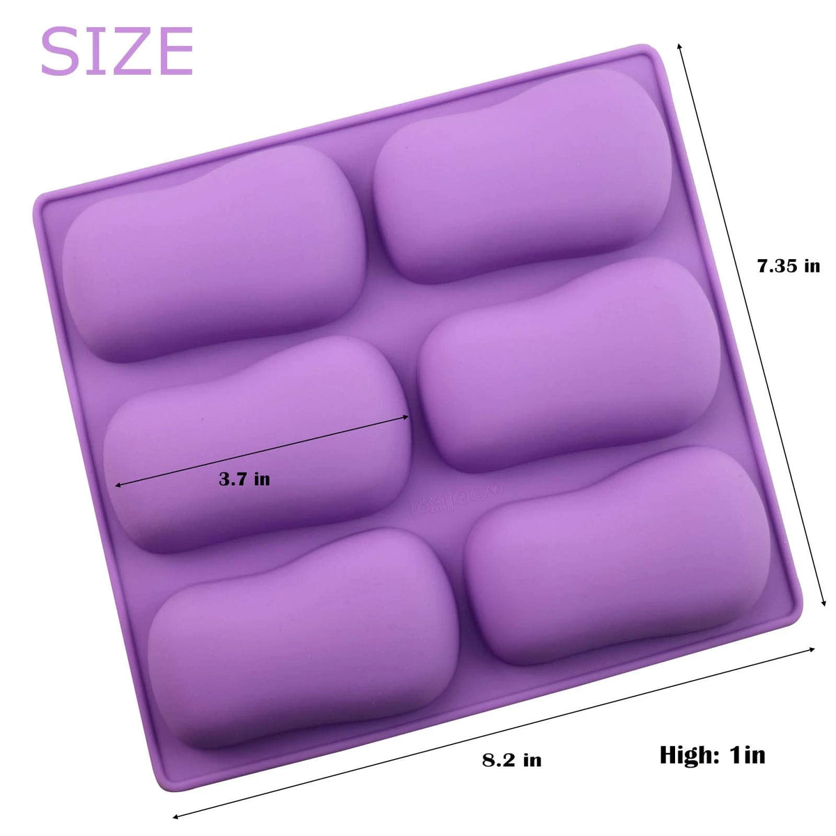 2 Pack Oval Silicone Soap Molds，6 Cavity Molds