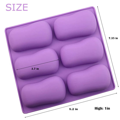2 Pack Oval Silicone Soap Molds，6 Cavity Molds