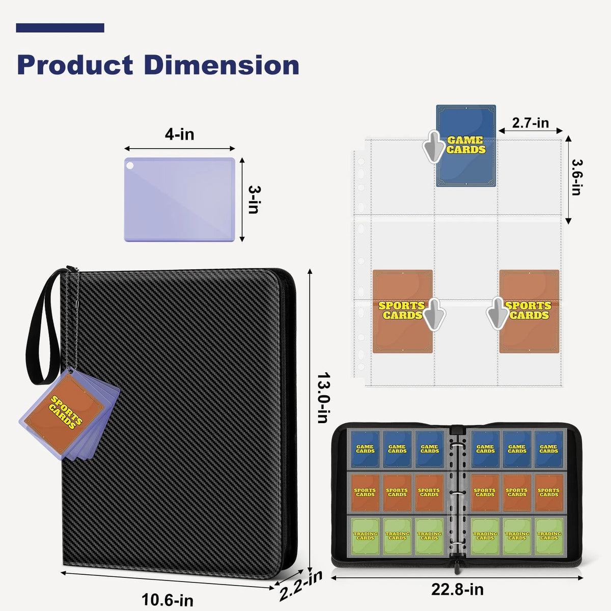 Mlikero Card Binder 9 Pocket, Trading with 720 Black
