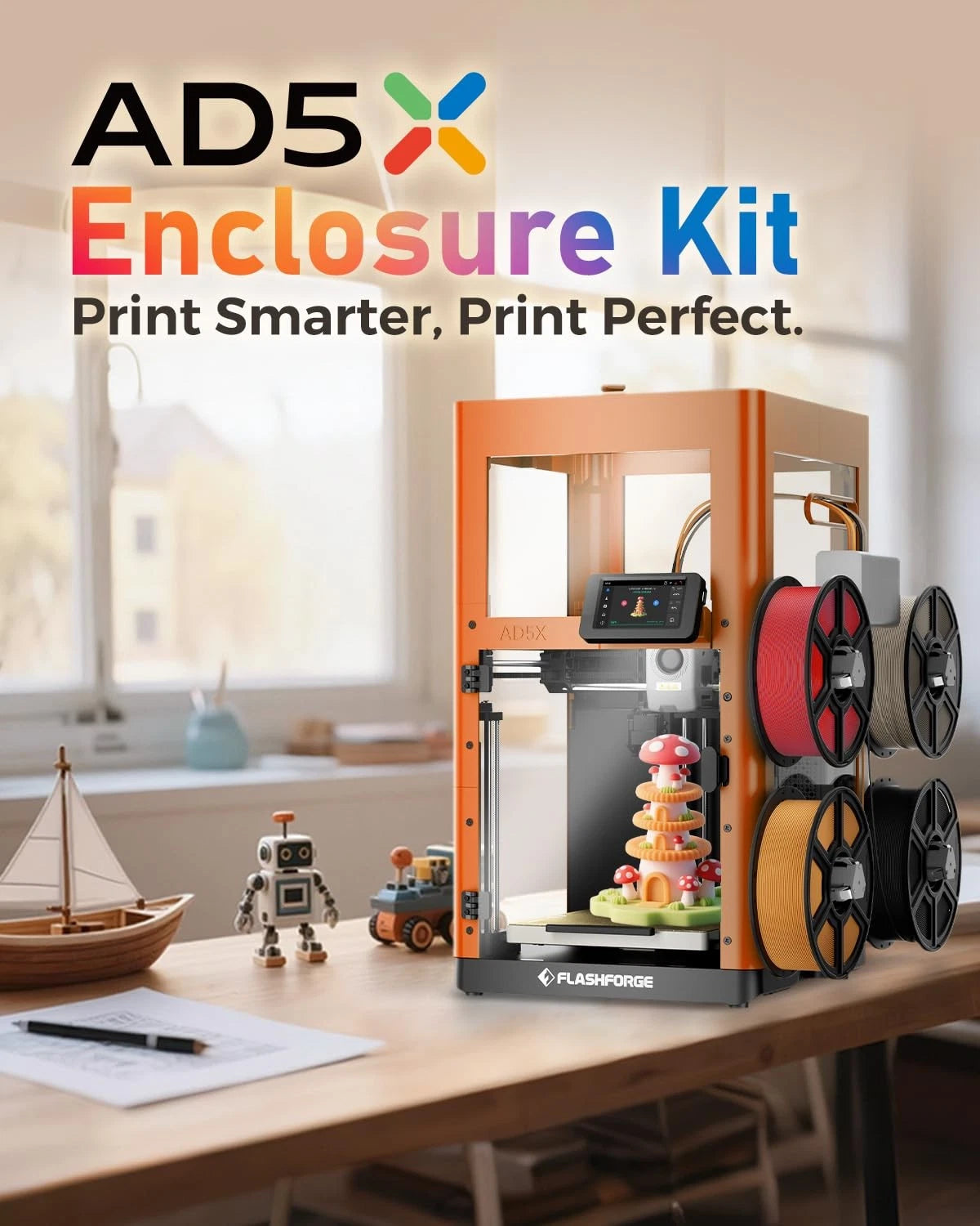 FLASHFORGE AD5X Enclosure Kit, DIY Colors & Style, Optimized Design, blue