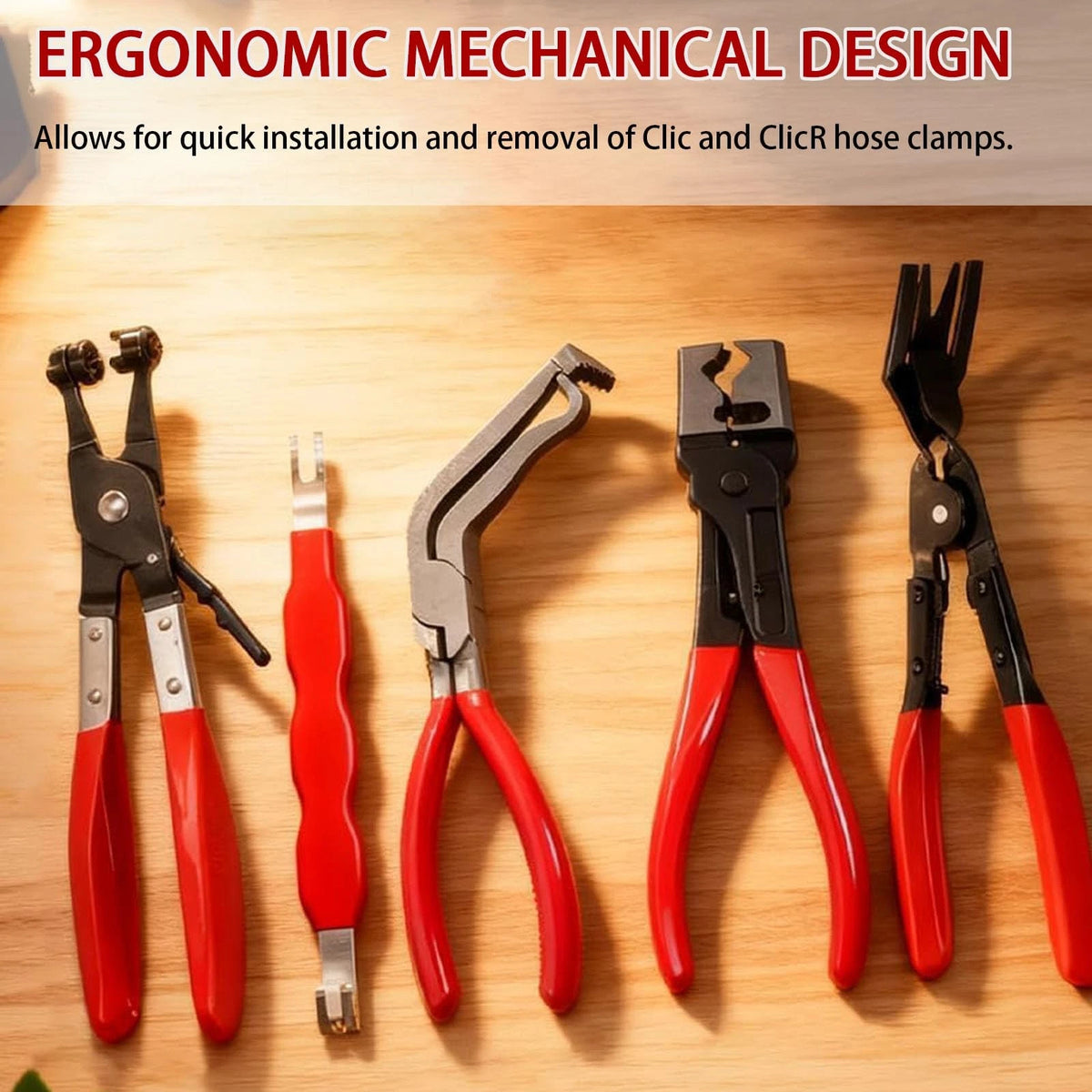 LUOWPZI 5-Piece Automotive Electrical Disconnect Pliers Kit, Fuel 5 Pcs, Red