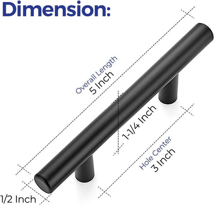 Ravinte 10 Pack |5'' Cabinet Pulls Matte 5 Inch (3 Hole Center), Black