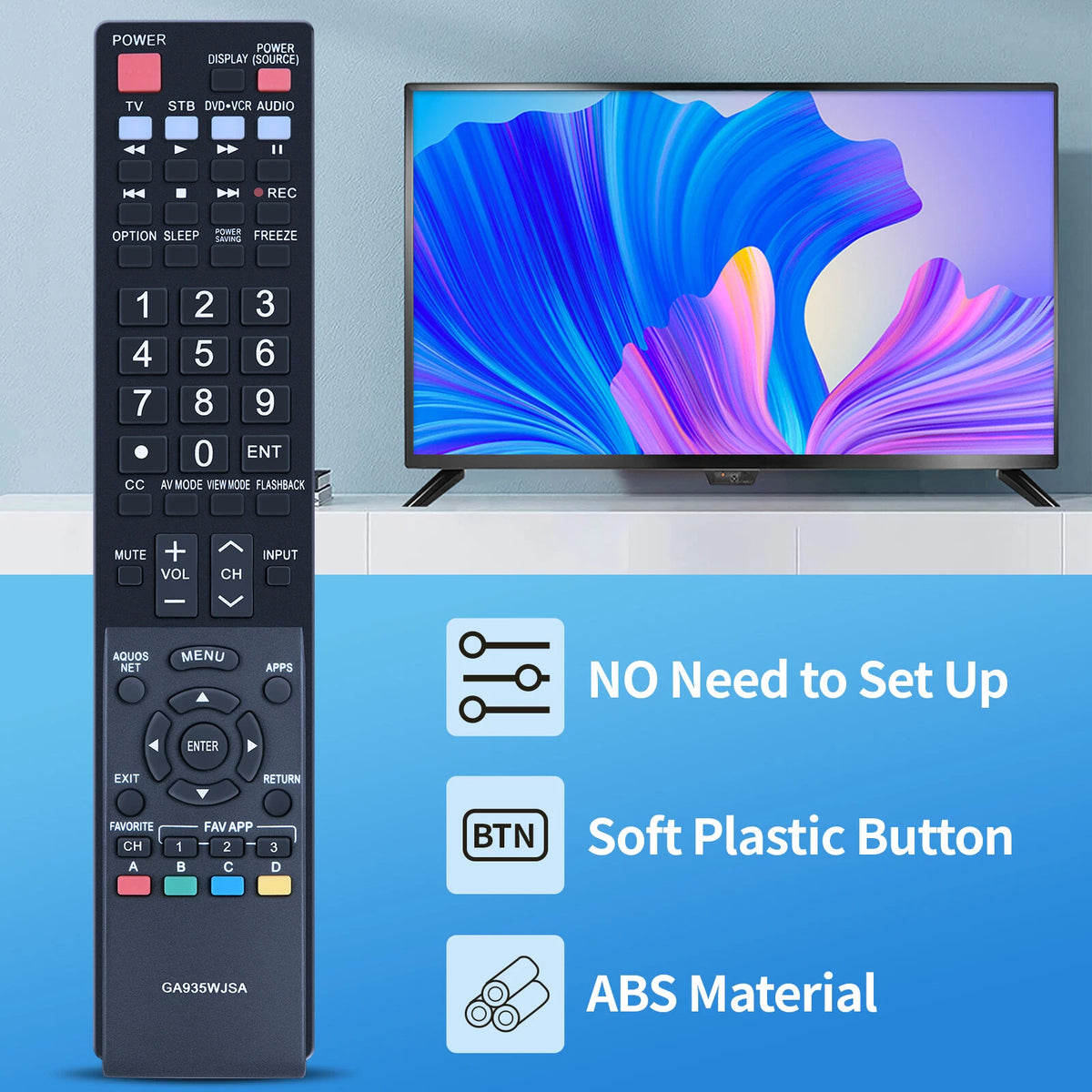 GA935WJSA Remote Control For Sharp AQUOS TV LC-70LE734U LC-40LE830U