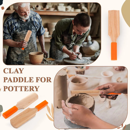 Reallnaive Wooden Clay Paddle for Pottery and Ceramics 11.18 Inch wood color