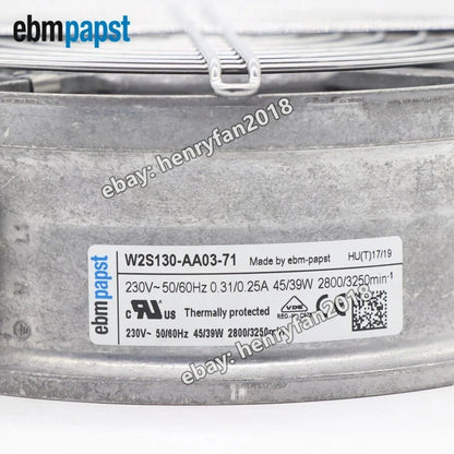 Ebmpapst Fan W2S130-AA03-71 Axial Fan 230VAC 39/45W 0.25/0.31A Cabinet Fan