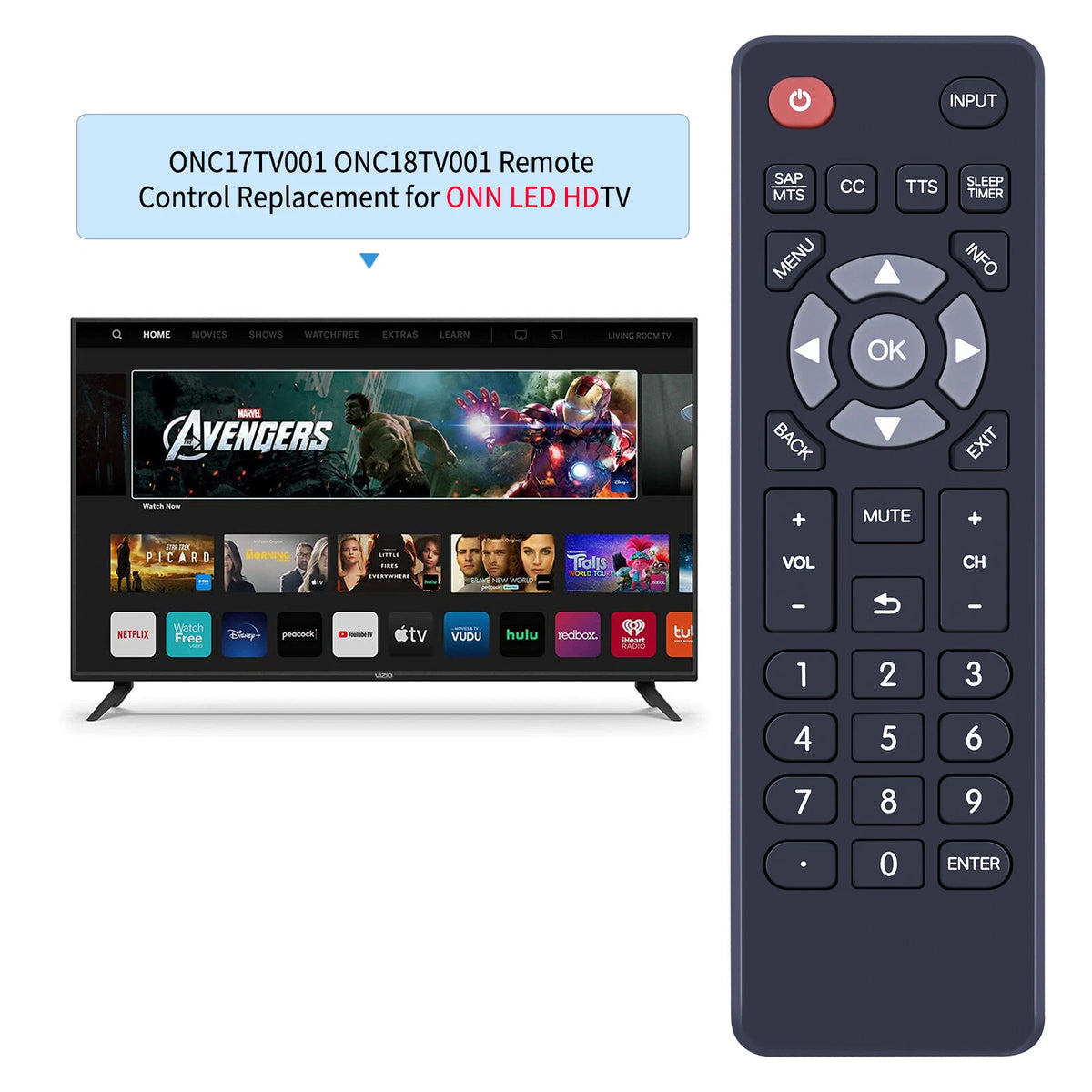 Remote Control For ONN Smart LCD TV ONC17TV001 GZL180106 ONC18TV001