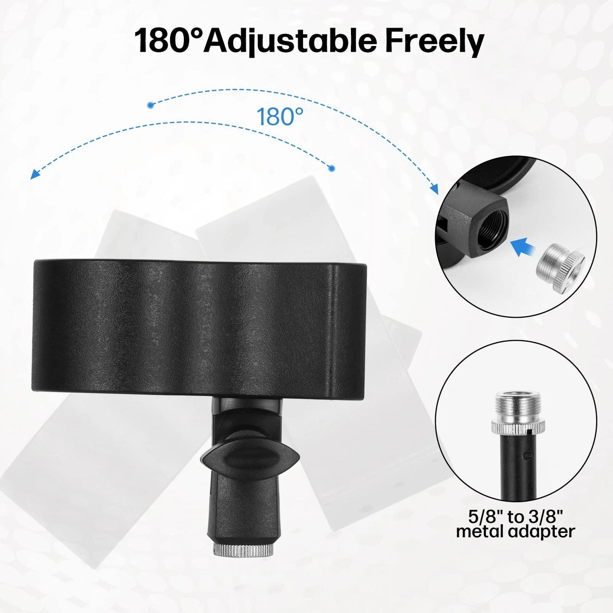 BILIONE 1pcs Large Microphone Clip, Adjustable Mic Holder for 1 Pack, black